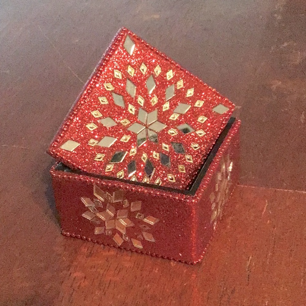 Red Glitter & Mirror Trinket Box